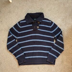 Men's Navy and Gray Striped Sweater